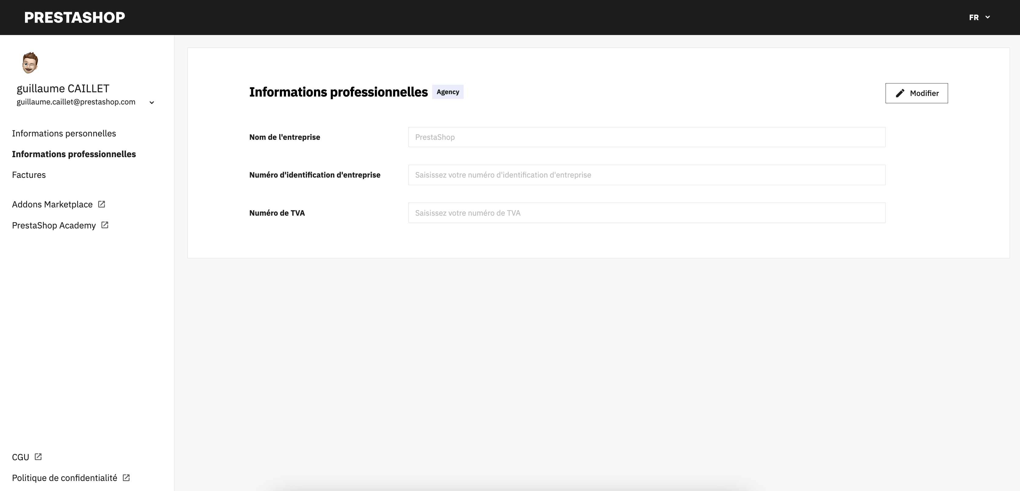 Unified account, Business information